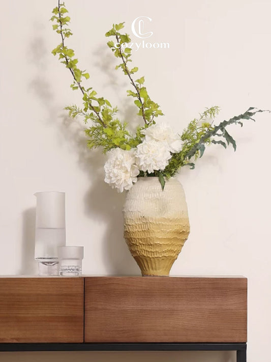 Heritage Patina Wide-Mouth Ceramic Vase