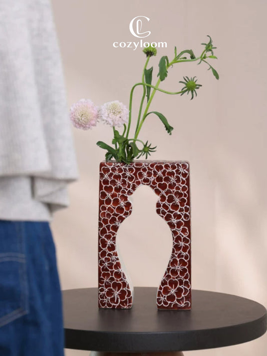 Blossom Whisper Hand-Painted Porcelain Vase