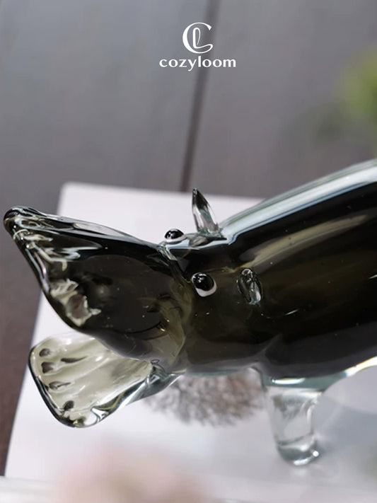 Lustre Hippo Glass Art Object