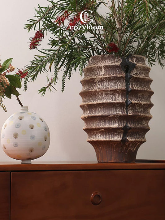 Rising Fortune Tiered Vintage Clay Vase