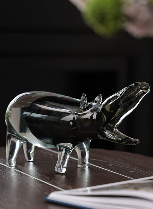 Lustre Hippo Glass Art Object